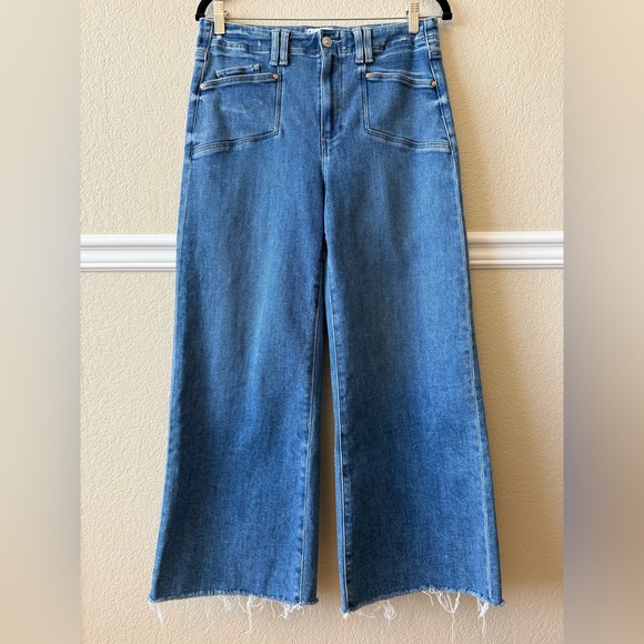 Anthropologie PAIGE Anessa High Rise Wide Leg Crop Jeans Sunnie Distressed 29 - Picture 2 of 13